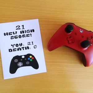 Druckbare 21. Geburtstagskarte, Gamer Karte, The Big 21, Instant Download, 21 Jahre alt, neuer Highscore, lustige Geburtstagskarte