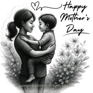 Mother&#39;s Day Clipart,Mom and Son Clipart,Mom and Daughter PNG,Black Mom Clipart,Faceless Mom Clipart,Watercolor Clipart,Digital Download