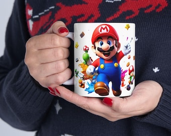 Adesivo para caneca 3D Super Mario Friends, design de sublimação com personagens do Mario (download digital)