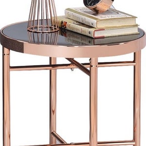 Glas Top Kreuz Beine Beistelltisch ROSEGOLD