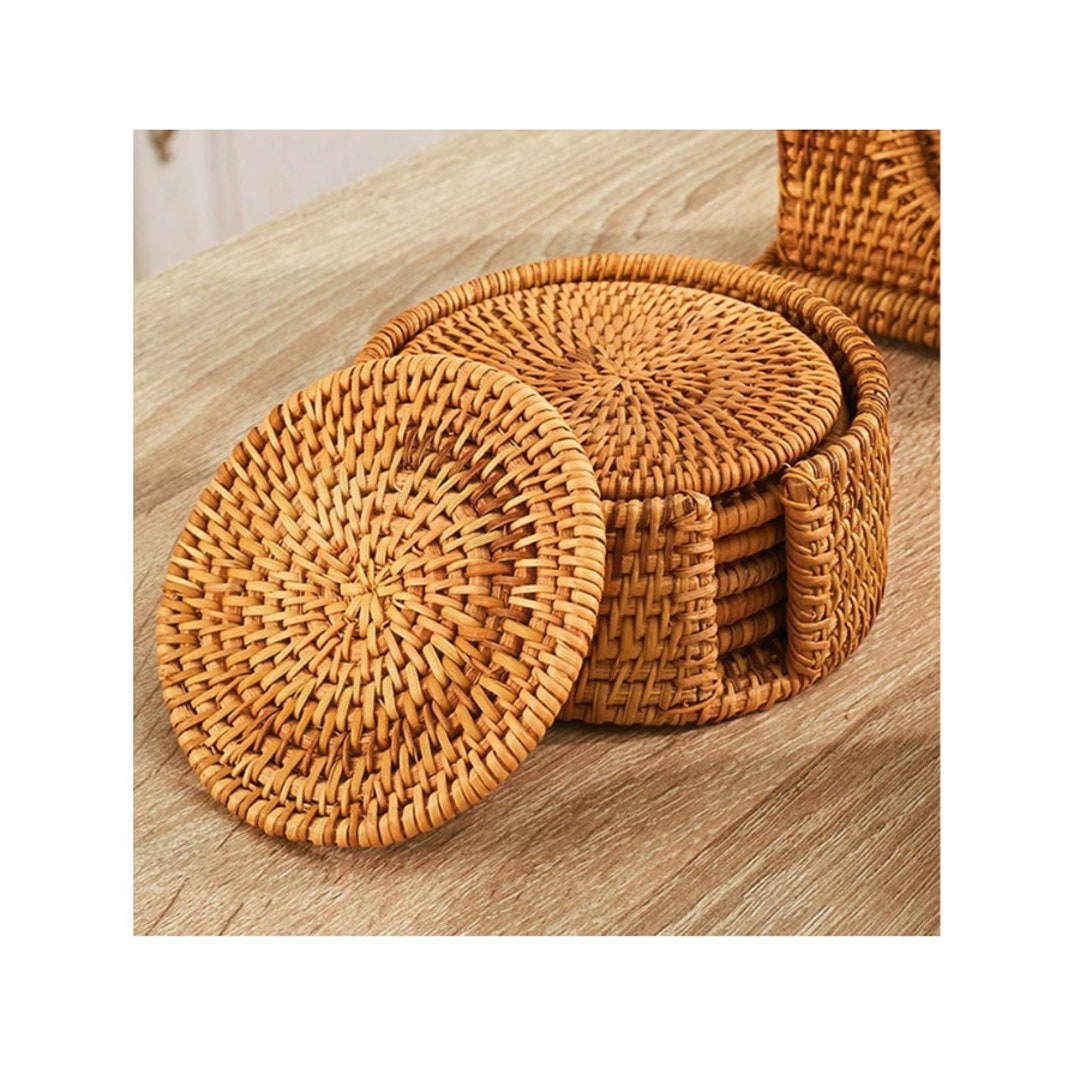 Handwoven Rattan Coasters Unique Beautiful Light Weight Etsy