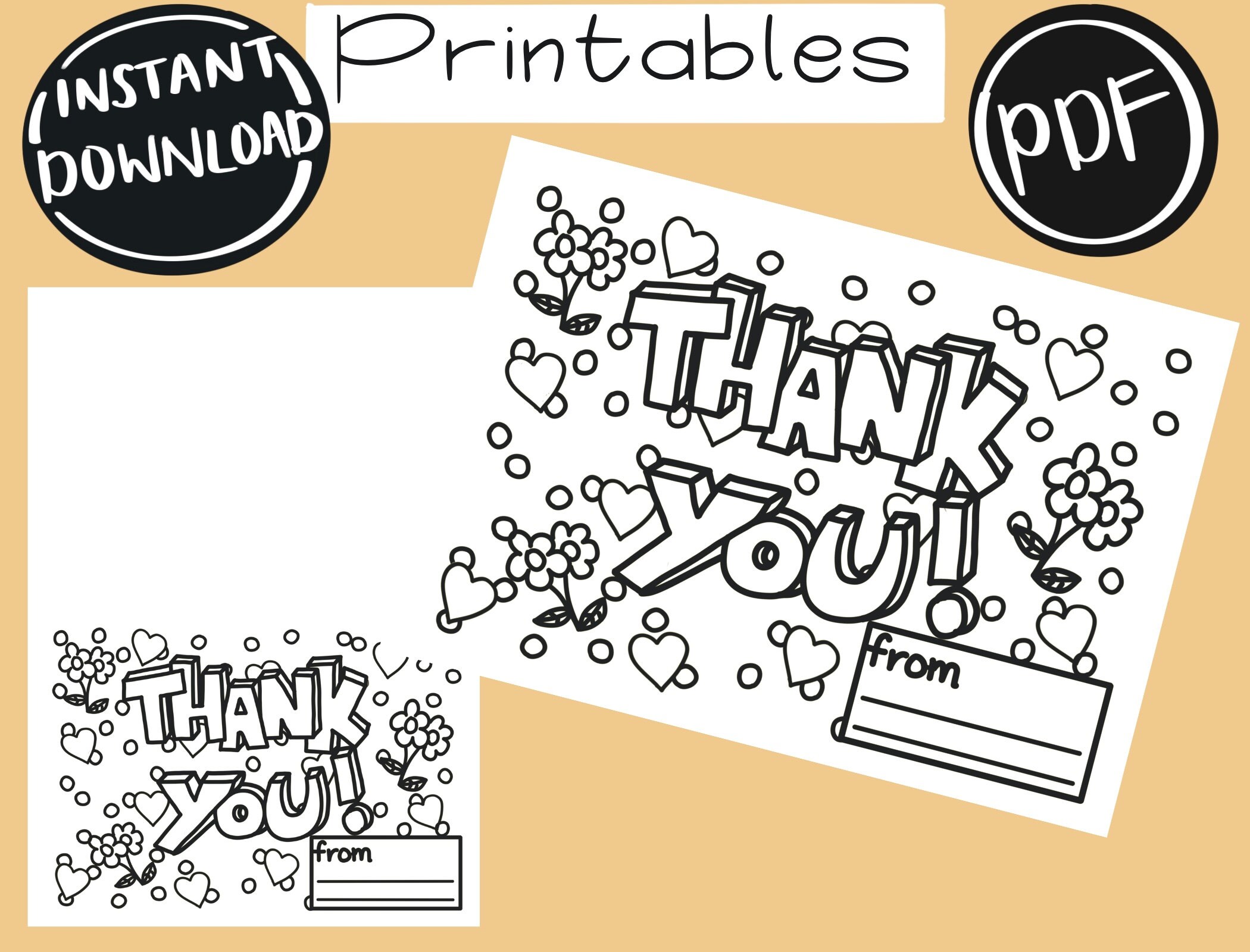 thank you coloring page printable thank you colouring card etsy