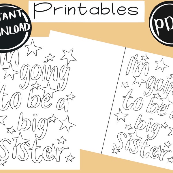 Big Sister to Be Coloring Page - Etsy