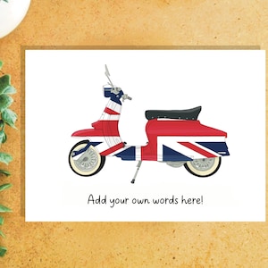 Personalised vintage scooter card// any occasion card, birthday, fathers day