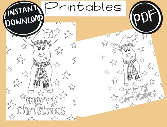 Christmas Reindeer Coloring Page Printables Kids and Adults