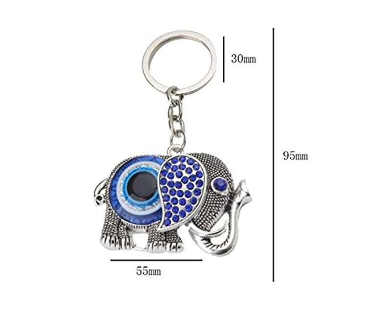 Evil Eye Keychain, Elephant Hanging Decor, Handcraft Key Holder, Good Luck Keychain, Devil Blue Eyes Car Pendant Bag Pendant image 5