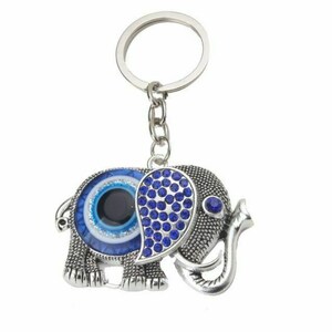 Evil Eye Keychain, Elephant Hanging Decor, Handcraft Key Holder, Good Luck Keychain, Devil Blue Eyes Car Pendant Bag Pendant image 3