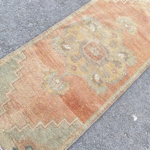 2x4  Turkish Rug, Mini Rug, Oushak Rug, Vintage Rug, Handmade Rug, Small Rug, Bedroom Rug,Vintage Rug, Bathroom Rug, Door Mat , 1.5 x 3.6&#39;&#39;.