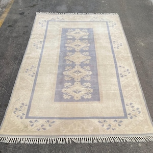 7x10 Beigne Rug, Gray Turkish Rug, Colorful Vintage Rug, Handmade Oriental Rug, Area Rug 7x10, Oushak Rug,&#39;&#39;6.7x10.3 feet&#39;&#39;