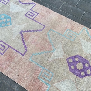 3x11 Turkish Runner, Runner Rug, Vintage Rug, Handmade Rug, Oushak Rug, home decor Rug, Nursery Rug, Hallway Rug , Hallway Rug 10&#39;4&quot;x3&#39;0&quot;