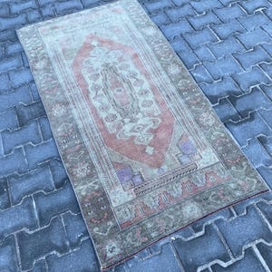 3x5 Oushak Rug, Turkish Rug, Red Accent Rug, Wool Bedroom Rug, Vintage Handmade Rug, Soft Kids Rug, Organic Kitchen Rug,3x5 rug, 2&#39;6&quot;x5&#39;2&quot;