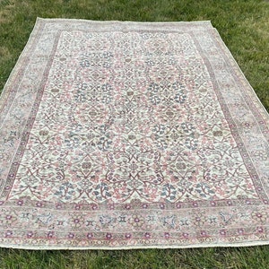 7x10 Large Area Rug,Beigne Large Rug,Turkish Rug,Oushak Rug,Wool Rug,6.6 x 9.5 feet.