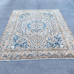 10x12 Vintage Area Rug, Neutral Large Rug, Antique Handmade Rug, Oversized Oushak Rug, 10x12 Rug, Living Room Rug, Wool Rug 9.9 x 12.0 ft.