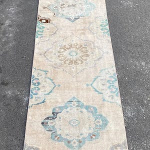 3x12 Turkish rug,Runner rug,Handmade rug ,Wool Rug,&#39;2.8x11.4&#39;, Vintage runner rug, design rug ,Long runner rug ,Oushak runner rug,3x12 rug.