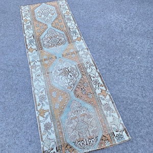 2x7 Turkish Rug, Runner Rug, Handmade Rug, Wool Runner Rug &#39;2.3x7.2&#39; ft, Vintage Runner Rug, Design Rug, Beige Runner Rug, Oushak Runner Rug