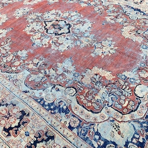 Tappeto 10x14, tappeto persiano, tappeto Heriz, rosso, tappeto grande, tappeto 10x14, tappeto persiano, tappeto fatto a mano 10x14, tappeto persiano 9,8 x 13,4 piedi.