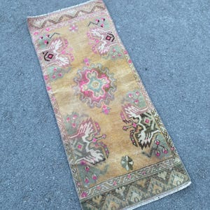 2x4  Turkish Rug, Mini Rug, Oushak Rug, Vintage Rug, Handmade Rug, Small Rug, Bedroom Rug,Vintage Rug, Bathroom Rug, Door Mat , 1.6 x 3.6&#39;&#39;.