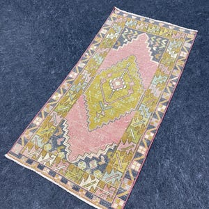 3x5 Oushak Rug, Turkish Rug, Pink Accent Rug, Wool Bedroom Rug, Vintage Handmade Rug, Soft Kids Rug, Organic Kitchen Rug, 2&#39;5&quot;x5&#39;0&quot;