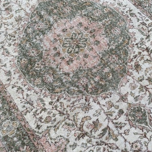large oushak carpet, muted colors faded, vintage isparta, accent, area carpet, wool low pile distressed,turkishrug,etsy rug.