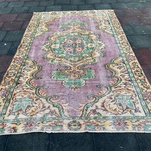 6x9 Purple Area Rug,Oushak Rug,Turkish Rug,Handmade Rug,Large Area Rug, 6.0 x 9.3 feet.