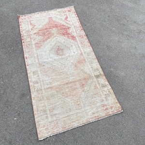 3x5 Pink Rug, Oushak Rug, Turkish Rug, Pink Accent Rug, Wool Bedroom Rug, Vintage Handmade Rug, Soft Kids Rug, Organic Kitchen Rug,2&#39;4&quot;x5&#39;0&quot;