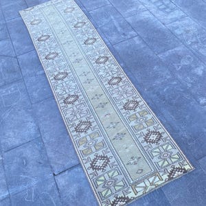 2x7 Turkish Rug, Runner Rug, Handmade Rug, Wool Runner Rug &#39;2.0x7.4&#39; ft, Vintage Runner Rug, Design Rug, Beige Runner Rug, Oushak Runner Rug