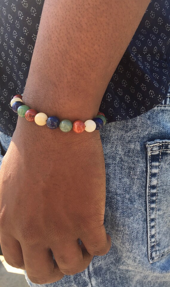 Natural Stone Beaded Bracelet Etsy