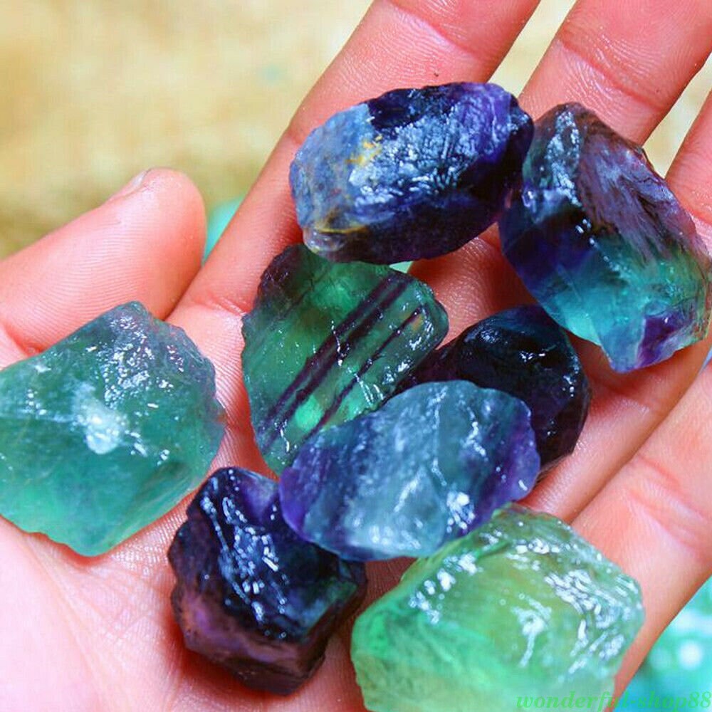 8 Natural Rainbow Fluorite Crystal Quartz Rough Raw Stone