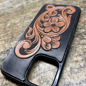 Custom Tooled Leather Phone Case - iPhone 12