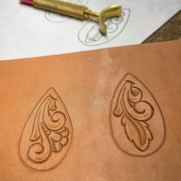 Leather Tooling Pattern - Earrings