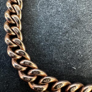 Askad Edwardianskt antikt 9 karat roséguldarmband med graderat Albert-/kantlänk, hjärthänglås och säkerhetskedja – 17,95 g, 18,5 cm, 7 mm