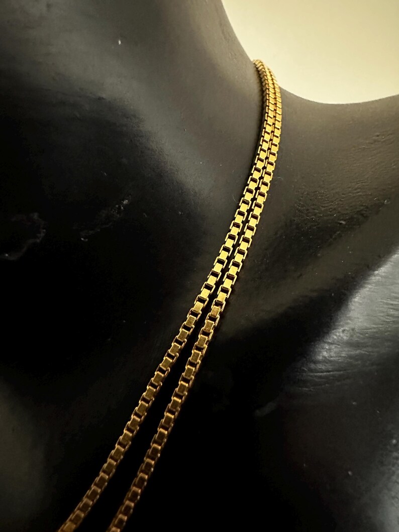 Boxed Italian UNOAERRE Vintage 18K Yellow Gold Box Link Chain Necklace ...