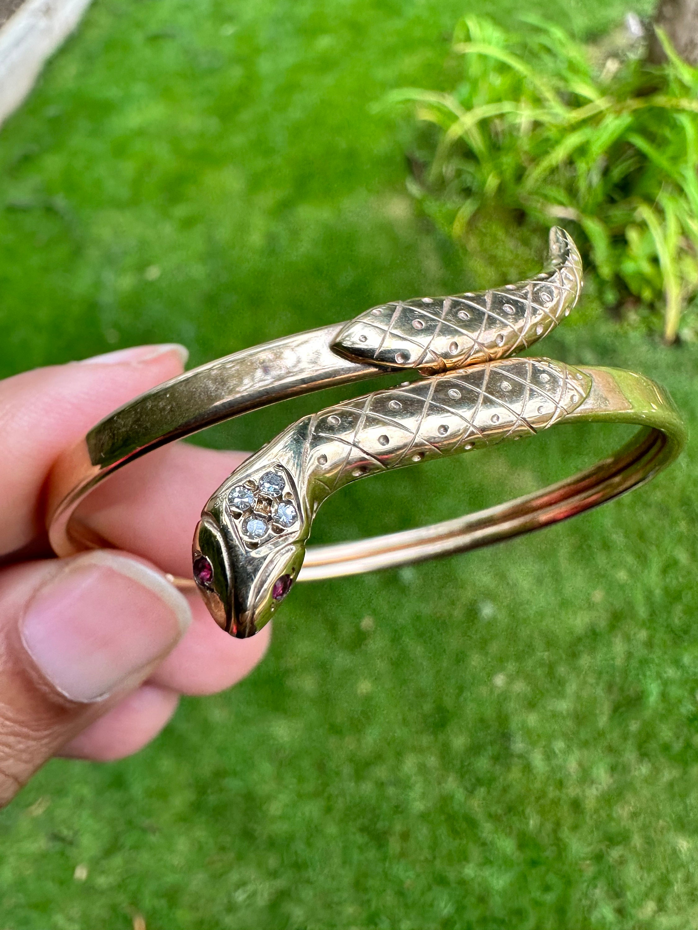 Snake Bracelet With Emerald Eyes Silver or Black Serpent Bracelet Snake  Cuff Bracelet Viper Serpent Jewelry Bangle Gift for Her 