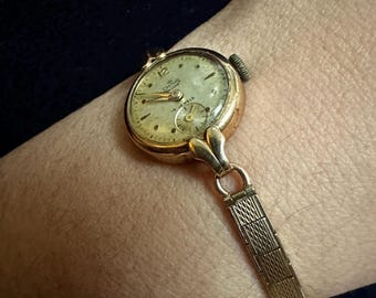 Smith De Luxe SUPERB Collectible Hallmarked Vintage 9K Gold Ladies wristwatch 21Gr, 18Cm, 22Mm, 15 Jewel Birmingham Boxed
