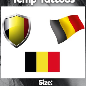 BELGIUM Flag Temp tattoos. Euro championships, football, face flags, face tattoos, belgian flag