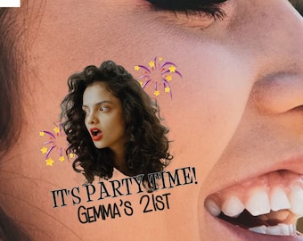20 Custom Birthday Party Temporary Tattoos, Personalized Photo Tattoos