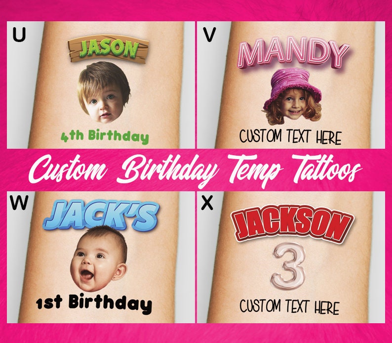 5x Custom Personalised TemporaryTattoos 26 designs to choose from!