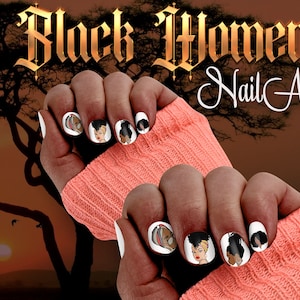 Black Women Nail Art Decals, Waterslide Transfers (2 Sets)