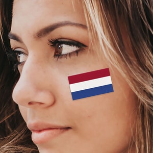 NETHERLANDS Flag Temp tattoos. Euro championships, football, face flags, face tattoos, Netherlands, Dutch flag