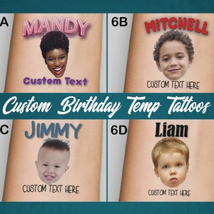 10x Custom Personalised Birthday Temporary Tattoos. Birthday Tattoos, Party Tattoos, Dirty Thirty, Fortyeth. 12 deisgns to choose from!
