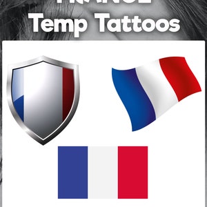 FRANCE Flag Temp tattoos. Euro championships, football, face flags, face tattoos, French flag
