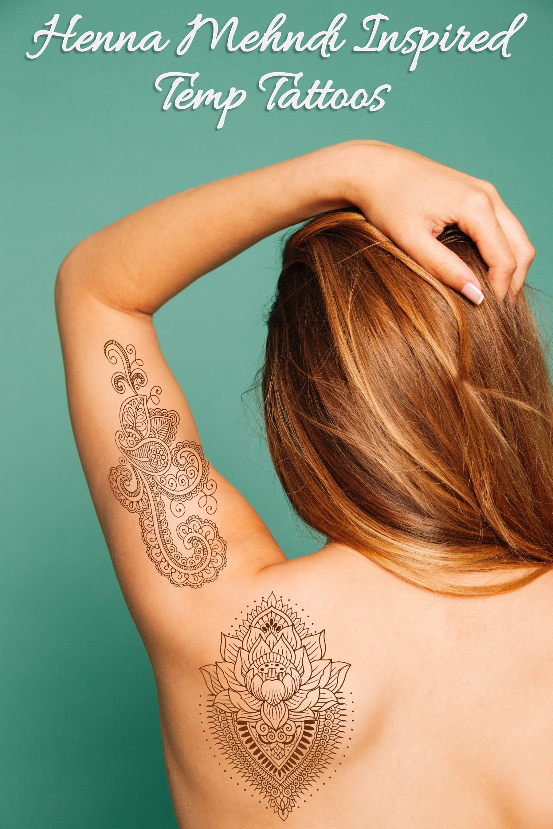 Mehndi geïnspireerd tijdelijke tatoeages. Witte Etsy