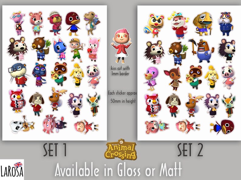 matt or transparent Animal Crossing Stickers stickers in gloss