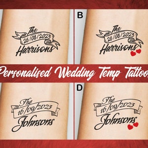 Custom Wedding Temporary Tattoos. Wedding Favors, Engagement, Celebration, Party Favors.