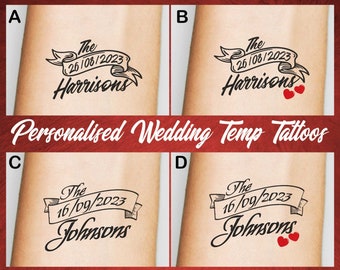 Custom Wedding Temporary Tattoos. Wedding Favors, Engagement, Celebration, Party Favors.