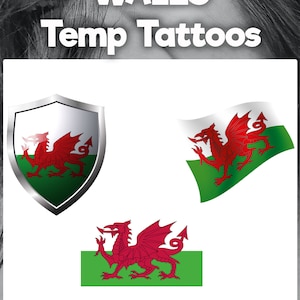 WALES Flagge Temp Tattoos. Euro, Fußball, Gesichtsfahnen, Gesichtstattoos, Wales, Wales-Flagge