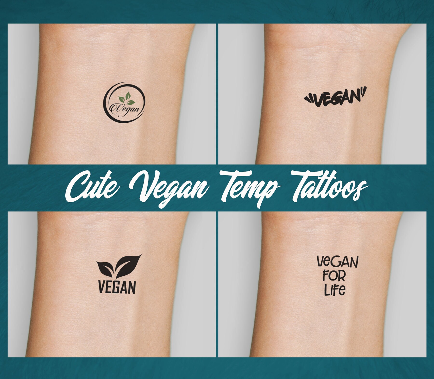 Vegan Temporary Tattoos. 6 Sets to Choose From - Etsy Finland