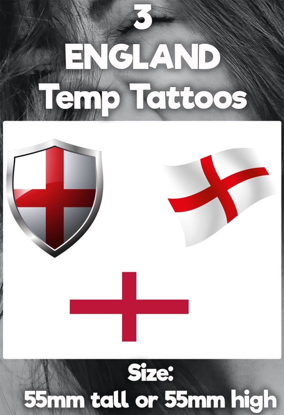 Kit Tifoso Inghilterra: Cappello Leone + Bandiera 5ft X 3ft + Tatuaggi Temporanei – Per Calcio E San Giorgio