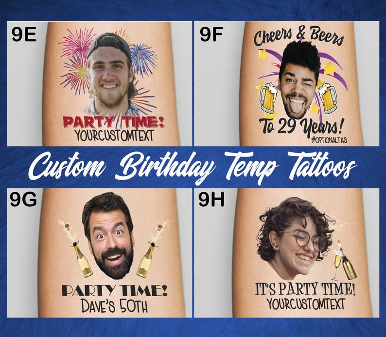 10 Custom Personalised Birthday Temporary Tattoos. Birthday Etsy