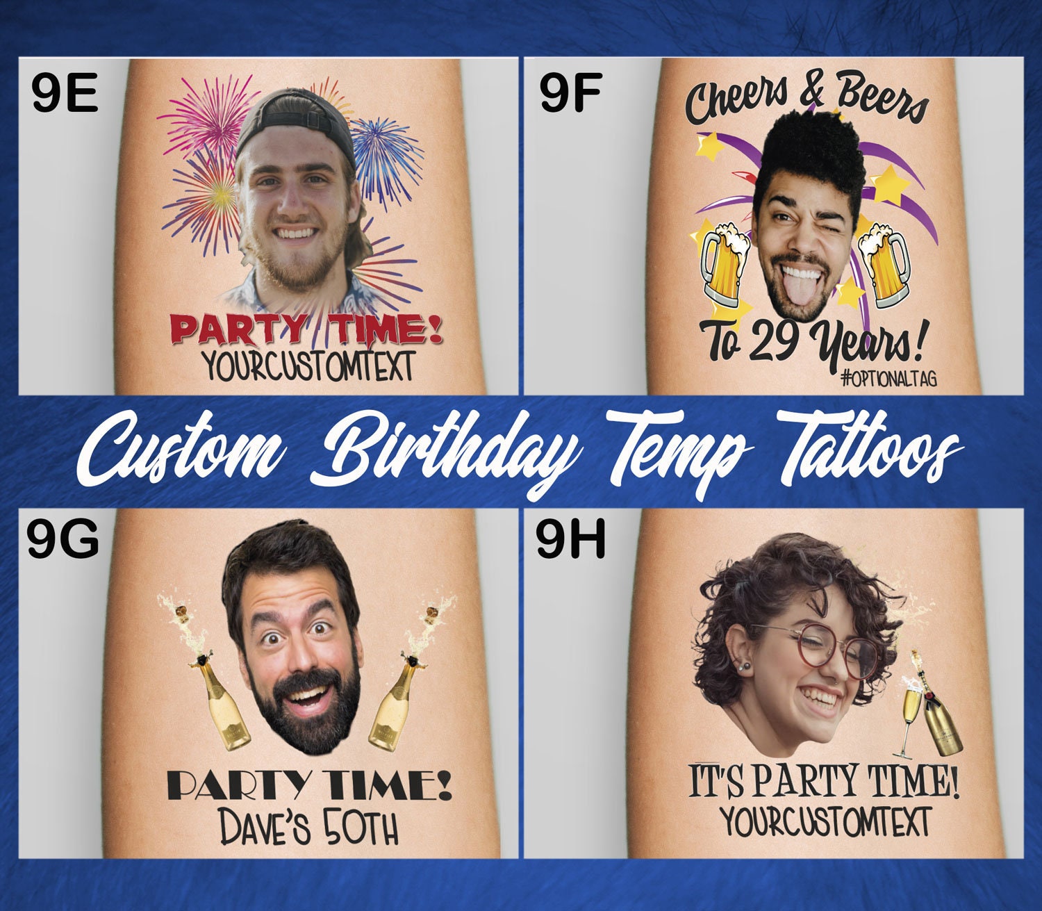 Custom Personalised Birthday Temporary Tattoos X10. Birthday Etsy UK